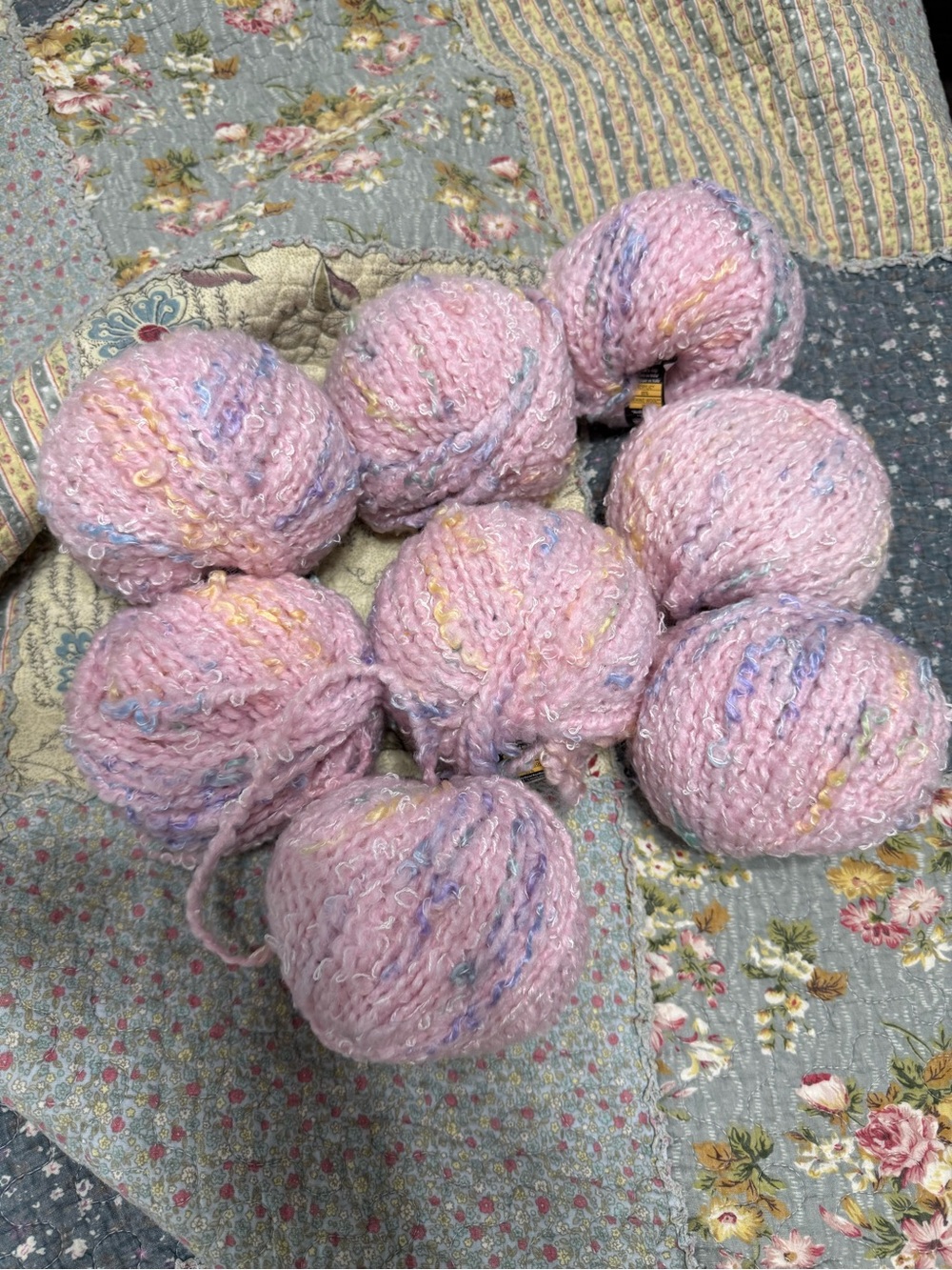 Soft Pink Handcrafted Bouclé Yarn Balls - Home Art Fiber Arts